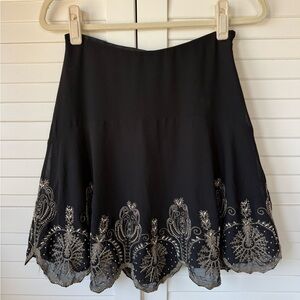 RALPH LAUREN Black Label Embroidered Georgette A-line Miniskirt